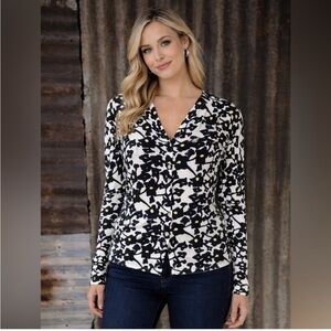 AB Studio Black Floral button Cardigan